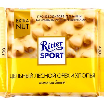 Шоколад Ritter SPORT 100г Белый с  лесным орехом 