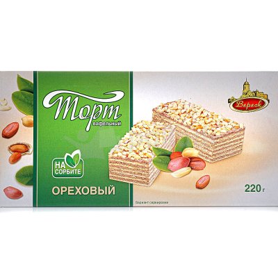 Торт вафельный Старый замок на сорбите ореховый 220г