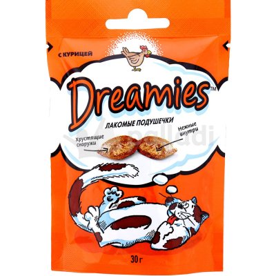 Корм для кошек Dreamies 30г подушечки с курицей