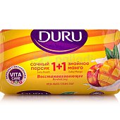 Мыло туалетное DURU 1+1 Сочный персик+Знойное манго 90г