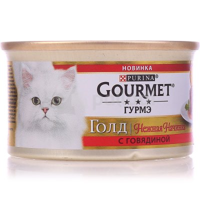 Корм для кошек GourmeT Gold 85г нежная начинка с говядиной