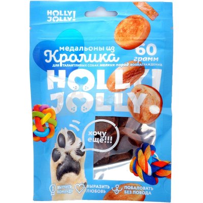 Holly Jolly! Лакомство для собак мелких пород медальоны из кролика 60г