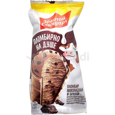 УЦЕНКА! Мороженое Золотой стандарт 90г пломбир шоколадный и брауни