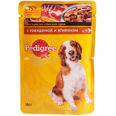 Корм для собак Pedigree 100г с говядиной и ягненком