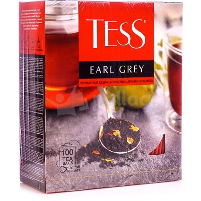 Чай Тесс 100пак Earl Grey черный цедра цитрусовых,  аромат бергамота