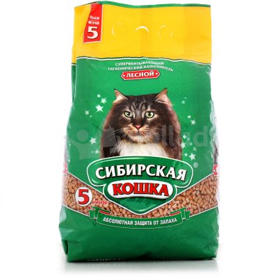 Наполнитель для кошачьих туалетов древесный Сибирская кошка Лесной 5л