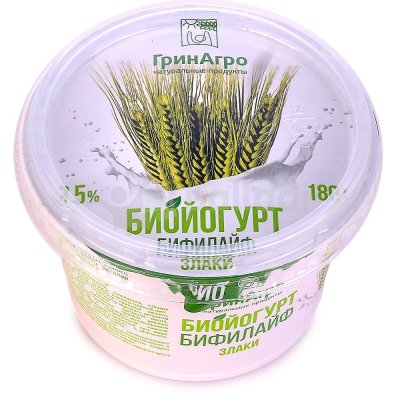 Биойогурт Бифилайф ГринАгро 3,5% 180г злаки