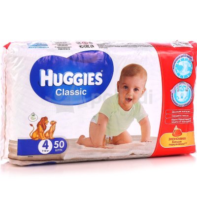 Подгузники HUGGIES Классик 4 Джамбо, 7-18кг, 50шт