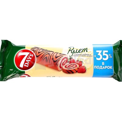 Рулет 7 Days 300г с начинкой клубника