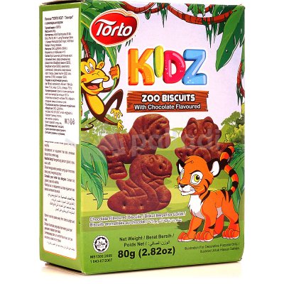 Печенье Torto Kids Зоопарк 80г с шоколадным вкусом