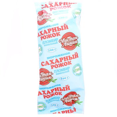 Мороженое Чистая линия 100г пломбир ванильный рожок