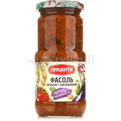 Пиканта Фасоль 470г печеная с баклажанами