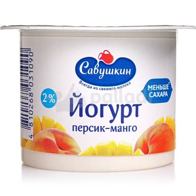 Йогурт Савушкин 2% 120г персик/манго