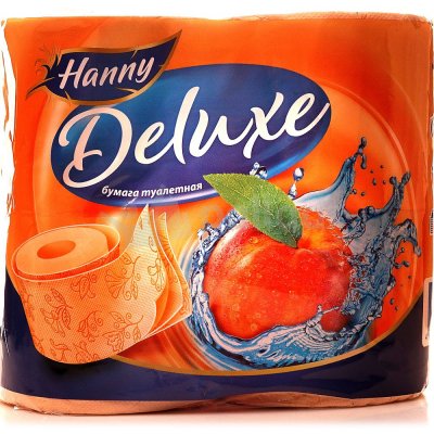 Бумага туалетная HANNY Deluxe 3сл. 4 рулона Персик