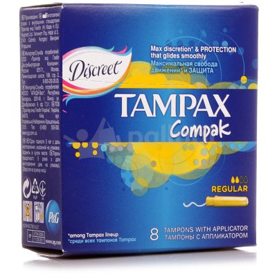 Тампоны TAMPAX Compak с аппликатором regular 8шт