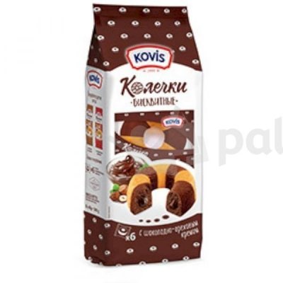 Пирожные бисквитные Колечки Kovis 240г с шоколадно-ореховым кремом