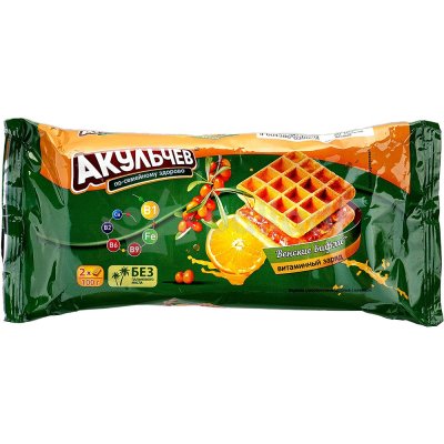 Вафли венские Акульчев 100г с облепихой и апельсином 