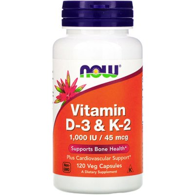 NOW Vitamin D-3 & K-2 (120 капс)
