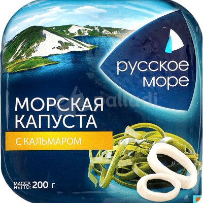 Морская капуста маринованная Русское Море 200г с кусочками кальмара