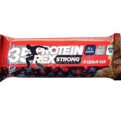 Батончик Protein Rex Strong 35% протеиновый 100г Ягодный пай