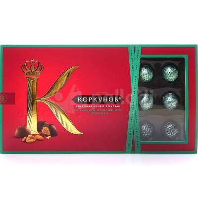 Конфеты Коркунов 192г ассорти темный и молочный шоколад с орехом