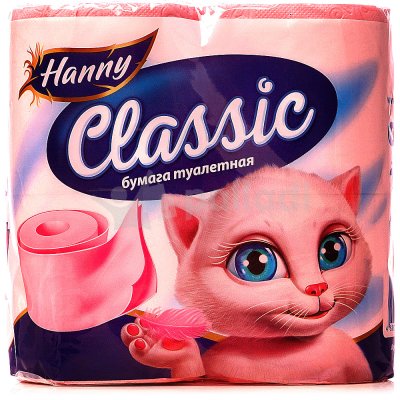 Бумага туалетная HANNY Classic 2сл розовая 4рулона