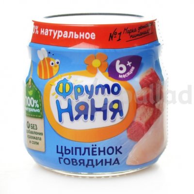 Мясное пюре Фруто Няня 80г говядина и цыпленок ст/б 