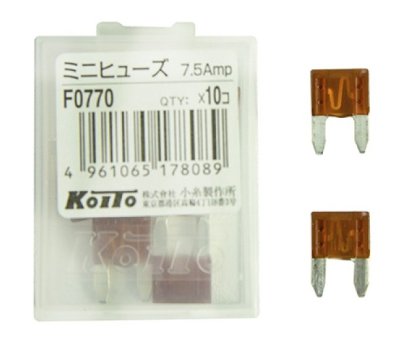 Мини предохранитель автомобильный Koito 7.5Amp
          Артикул: F0770