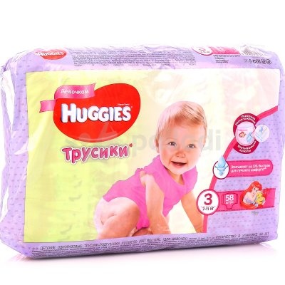 Трусики HUGGIES для девочек 3, 7-11кг, 58шт