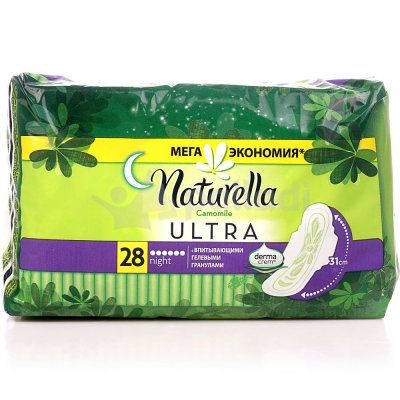 Прокладки гигиенические NATURELLA Ultra Camomile с крылышками Night 28шт 1/12