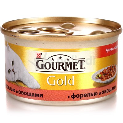 Корм для кошек GourmeT Gold 85г с форелью и овощами