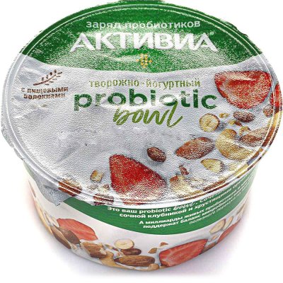 Активиа 135г творожная Probiotic Bowl Клубника/микс орехов