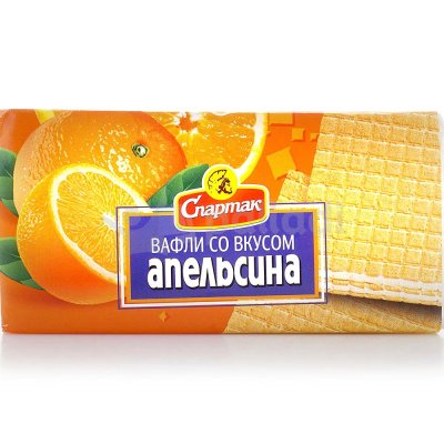 Вафли Спартак 100г со вкусом апельсина