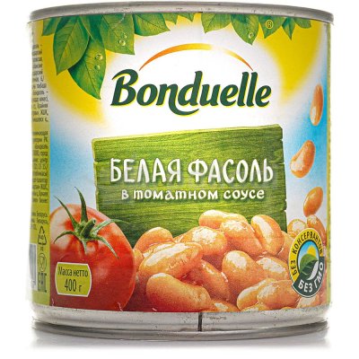 Фасоль Бондюэль 400г белая в томатном соусе