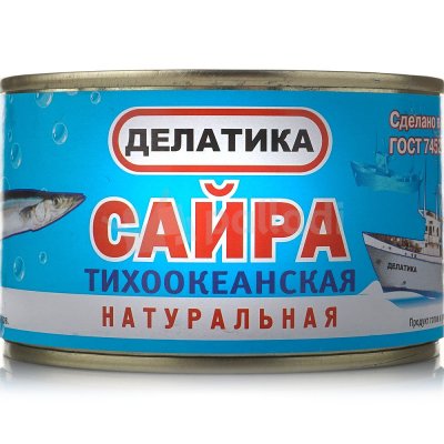 Сайра натуральная тихоокеанская 235г Делатика
