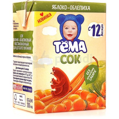 Сок Тема 200мл яблоко/облепиха т/п 