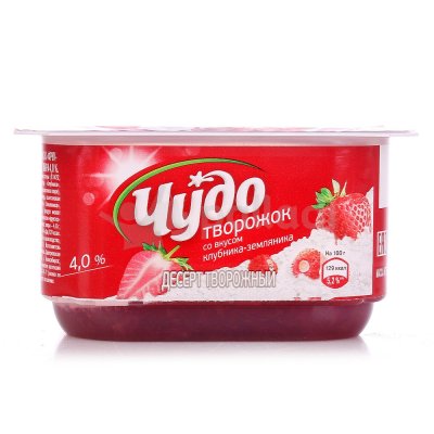 Творожок фруктовый Чудо 4% 100г Клубника/земляника