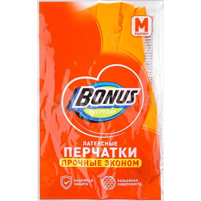 Перчатки латексные BONUS прочные Эконом М
