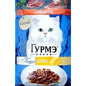 Корм для кошек Гурмэ Перл 75г с говядиной в соусе