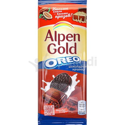 Шоколад Альпен Гольд 90г Oreo с шоколадной начинкой