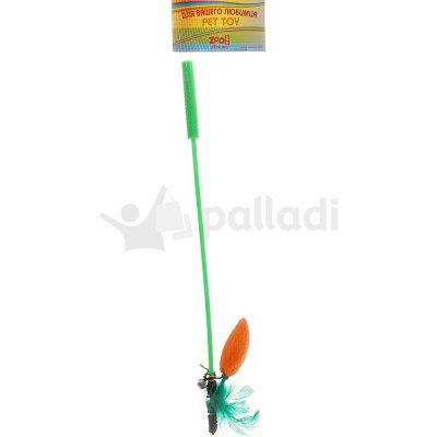 Игрушка для кошек Дразнилка-удочка морковь с колокольчиком