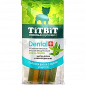 Лакомство для собак Dental+ палочка витая с сыром и мятой TiTBiT 13г