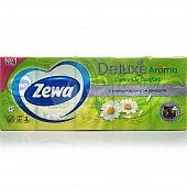 Платочки бумажные ZEWA  DELUXE  3-х слойные 1упаковка (10 пачек) ромашка