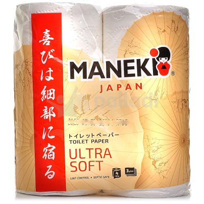 Бумага туалетная Maneki KABI 3сл. 23м, 4 рулона  Япония ТР051Н (1/10)