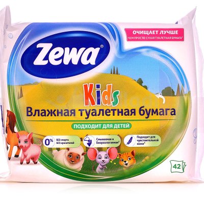 Бумага туалетная влажная ZEWA Kids Детская 42шт (1/8)