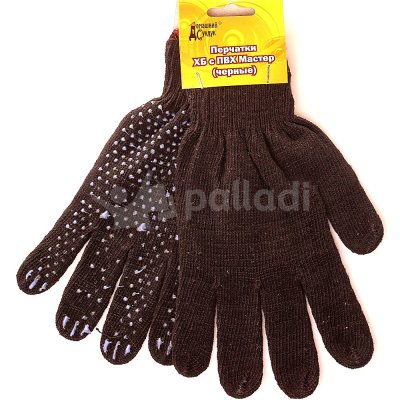 Перчатки трикотажные х/б с ПВХ 10-й класс ТОЧКА 4-х нит.