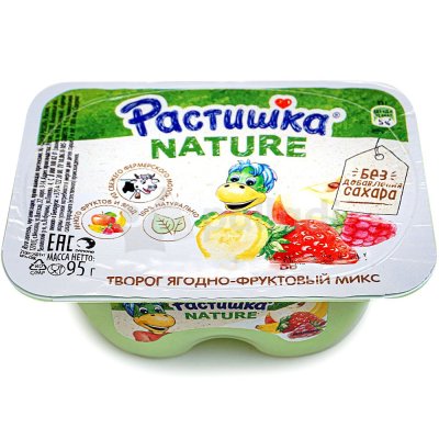 Творог Растишка Nature100г 3,5% ягодно-фруктовый микс