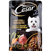 Корм для собак Cesar 80г индейка с зеленым горошком и морковью в желе