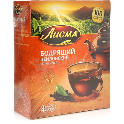 Чай Лисма 100пак черный Бодрящий 