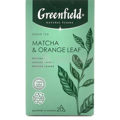 Чай Гринфилд Нэйчерал Тизан зеленый 20пак*1,8г с мятой и листьями апельсина